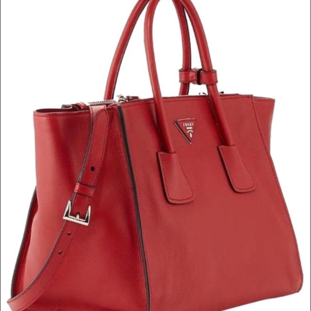Prada Fuoco Glace calf red satchel